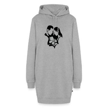 Silhouette familiale en forme de cœur - Sweat-shirt à capuche long Femme - gris chiné - Devant