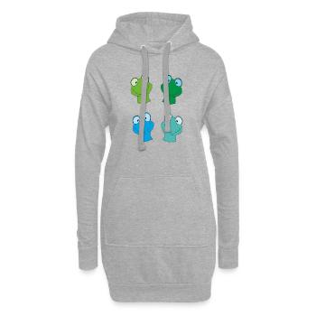 Kunterbunte Froschgesichter - Hoodie-Kleid - Grau meliert - Vorne