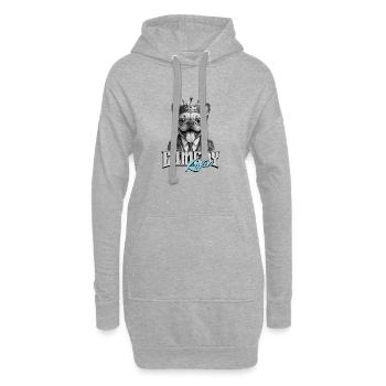 T-shirt drôle de bouledogue français - Sweat-shirt à capuche long Femme - gris chiné - Devant