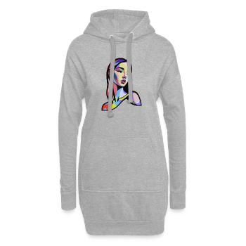 Portrait abstrait coloré dans le style pop art - Sweat-shirt à capuche long Femme - gris chiné - Devant