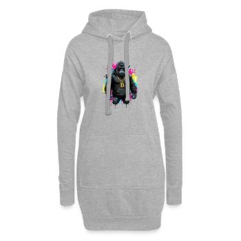 Gorilla-Krypto-Streetwear-Bitcoin - Hoodie-Kleid - Grau meliert - Vorne