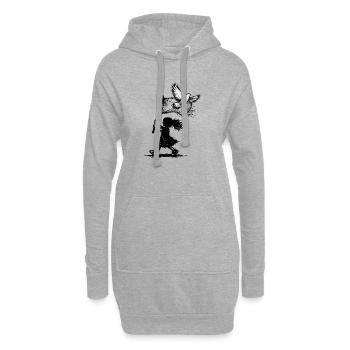 Taube der Freiheit - Hoodie-Kleid - Grau meliert - Vorne