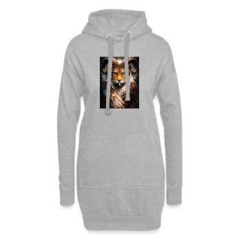 Tiger Horn Fantasy-Kunst - Hoodie-Kleid - Grau meliert - Vorne