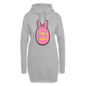 Joyeux lapin de Pâques - Sweat-shirt à capuche long Femme - gris chiné - Devant