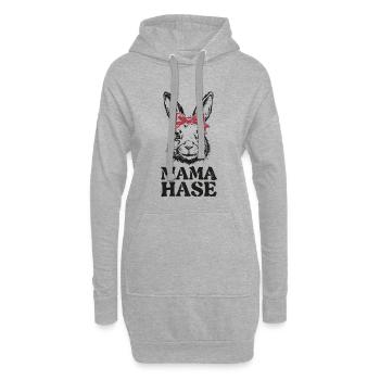 Mama Hase für Ostern und Muttertag - Hoodie-Kleid - Grau meliert - Vorne