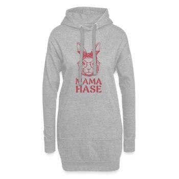 Mama Hase für Ostern und Muttertag - Hoodie-Kleid - Grau meliert - Vorne