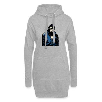 Gorille en survêtement bleu fumant un cigare - Sweat-shirt à capuche long Femme - gris chiné - Devant