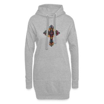 Symbole de la croix - Sweat-shirt à capuche long Femme - gris chiné - Devant