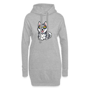 Mois de la Fierté LGBT - Mignon Husky - Sweat-shirt à capuche long Femme - gris chiné - Devant
