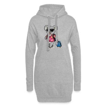 Look du voyageur koala en hawaï - Sweat-shirt à capuche long Femme - gris chiné - Devant