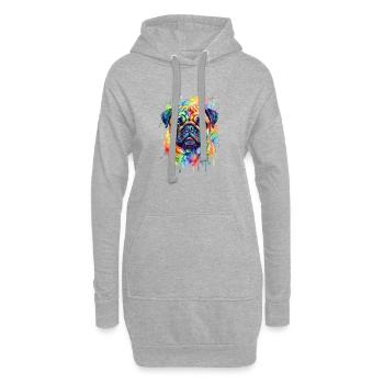 Aquarelle Explosion de Couleur Carlin - Sweat-shirt à capuche long Femme - gris chiné - Devant