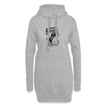 Bunter Vogel auf einem Ast - Hoodie-Kleid - Grau meliert - Vorne