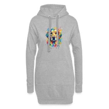 Portrait de chien aquarelle arc-en-ciel - Sweat-shirt à capuche long Femme - gris chiné - Devant