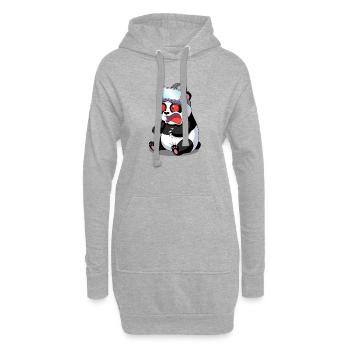 Panda - Hoodie Dress - heather grey - Front