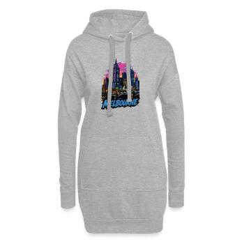 Coucher de soleil de la Skyline Pop Art de Melbourne - Sweat-shirt à capuche long Femme - gris chiné - Devant