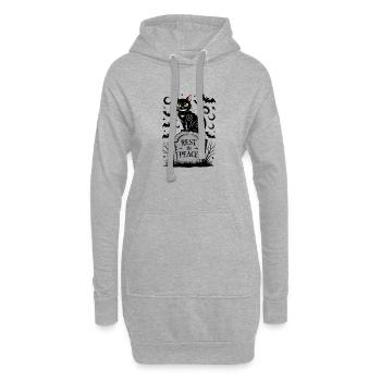 Un chat noir sur la pierre tombale de Repose en paix - Sweat-shirt à capuche long Femme - gris chiné - Devant