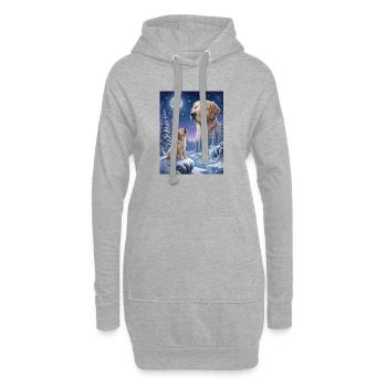 Hurler au mème de la lune Chien Golden Retriever - Sweat-shirt à capuche long Femme - gris chiné - Devant