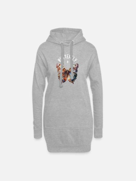 Butterfly in watercolor color - Hoodie Dress - heather grey