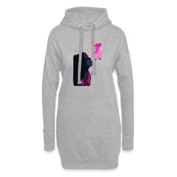 Neon Dino Smoke – Pop Art T-Rex Vibes - Hoodie-Kleid - Grau meliert - Vorne