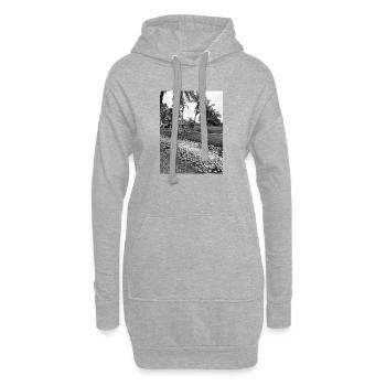District des palmiers tropicaux en noir et blanc - Sweat-shirt à capuche long Femme - gris chiné - Devant
