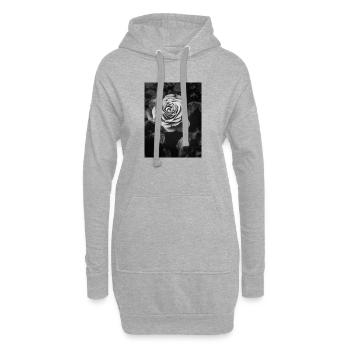 Schwarzweiß Rose Nahaufnahme - Hoodie-Kleid - Grau meliert - Vorne