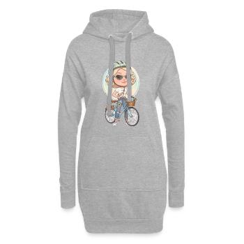 Adorable Cycliste Pastel - Sweat-shirt à capuche long Femme - gris chiné - Devant