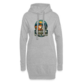 Le café est meilleur dehors – Camping-Fuchs - Sweat-shirt à capuche long Femme - gris chiné - Devant