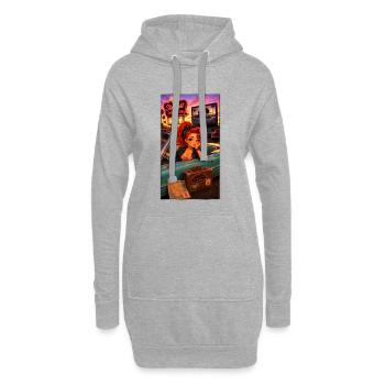Ginger Pin-up Drive-In Retro-Auto 50s – Kek-Ina - Hoodie-Kleid - Grau meliert - Vorne