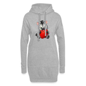 Süßes Cartoon Zebra mit Erdbeeren - Hoodie-Kleid - Grau meliert - Vorne
