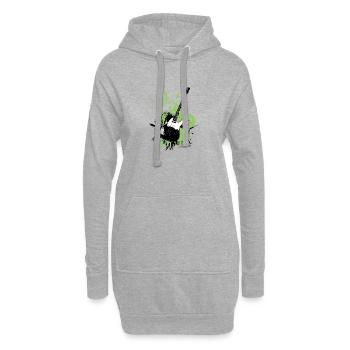 Grafische, florale grüne Gitarre - Hoodie-Kleid - Grau meliert - Vorne