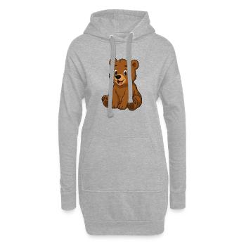 Dessin animé de l’ourson câlin – Ours mignon - Sweat-shirt à capuche long Femme - gris chiné - Devant