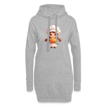 La boulangère avec du pain – Bande dessinée mignonne - Sweat-shirt à capuche long Femme - gris chiné - Devant