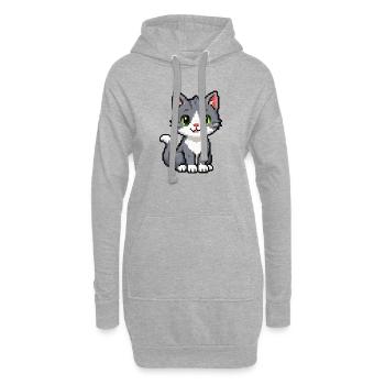 Pixel Chaton Chat Gris - Sweat-shirt à capuche long Femme - gris chiné - Devant