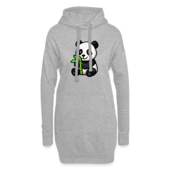 Pixelpanda mit Bambus - Hoodie-Kleid - Grau meliert - Vorne