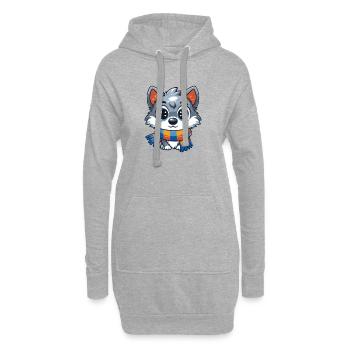 Loup d’hiver - Sweat-shirt à capuche long Femme - gris chiné - Devant