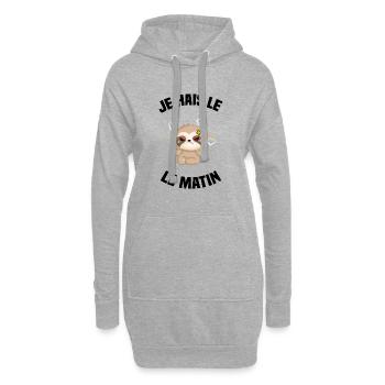 je hais le matin cadeau humour - Sweat-shirt à capuche long Femme - gris chiné - Devant