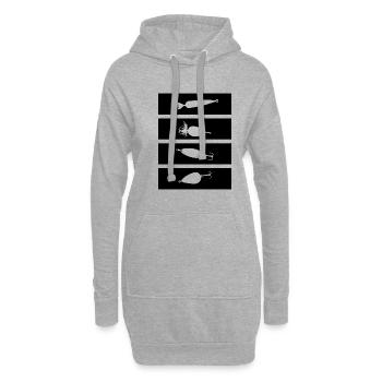 Geschenk Angelausflug Angeltag - Hoodie-Kleid - Grau meliert - Vorne
