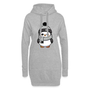 Bande dessinée d’hiver pingouin - Sweat-shirt à capuche long Femme - gris chiné - Devant