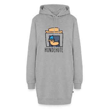 Lustige Hunde Hütte mit Hut - Hoodie-Kleid - Grau meliert - Vorne - AI Model Female 172 light (172cm)