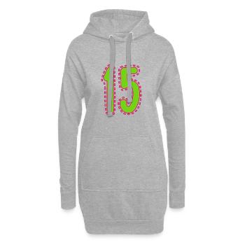 15. 15 JAHRE. 15. JAHRESTAG. 15-JÄHRIGES JUBILÄUM. - Hoodie-Kleid - Grau meliert - Vorne