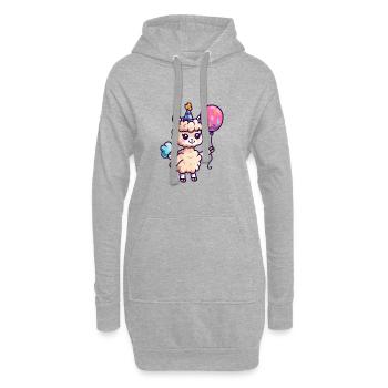 Alpaka Llama Geburtstag Baby - Hoodie-Kleid - Grau meliert - Vorne
