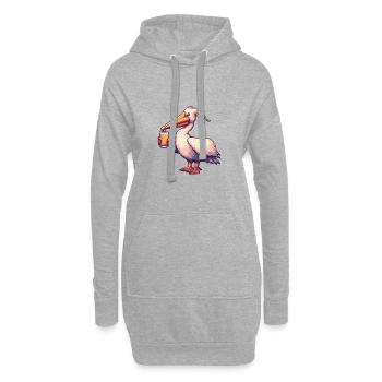 Pelikan Vogel Bier Pixel - Hoodie-Kleid - Grau meliert - Vorne