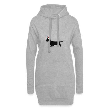 Rauhaardackel Dackel Weihnachtsmütze Dackelfieber - Hoodie-Kleid - Grau meliert - Vorne