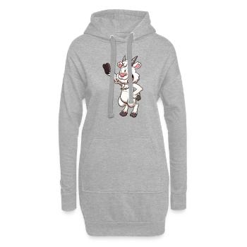 Freundliche lächelnde Cartoon-Ziege - Hoodie-Kleid - Grau meliert - Vorne