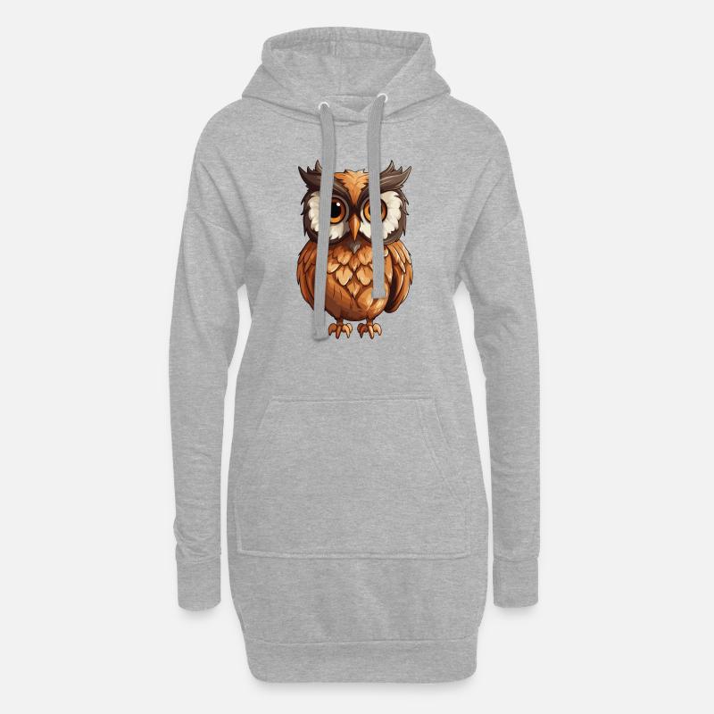 Eule - Hoodie-Kleid - Grau meliert