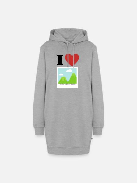 I Love - Hoodie-Kleid - Grau meliert