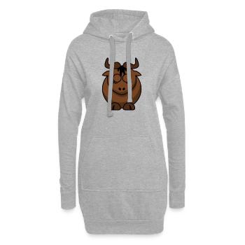 Braunbock Gesichtsdesign - Hoodie-Kleid - Grau meliert - Vorne
