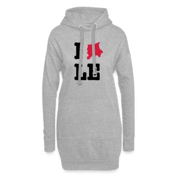 I Love Leipzig (I heart LE) - Stadtumrisse - Hoodie-Kleid - Grau meliert - Vorne