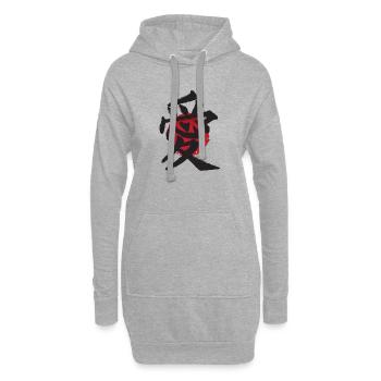An die Liebe japanischen Ideogramm Vintage-Effekt - Hoodie-Kleid - Grau meliert - Vorne