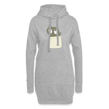 Neugierige Katze in der Tasche - Hoodie-Kleid - Grau meliert - Vorne